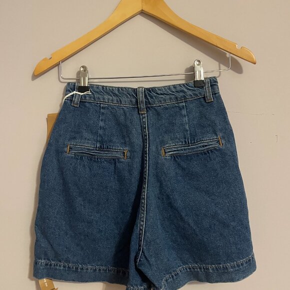 Reformation Francis High-Rise Pleated Paperbag Denim Jean Shorts 25 XS - Picture 3 of 4